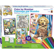 Friendly Animals - Pencil Works Color By Number Kit 9"X12" 4/Pkg