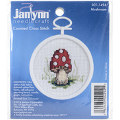 2.5" Round 18 Count - Mushroom Mini Counted Cross Stitch Kit