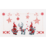 11"X6.75" 14 Count - Christmas Elves On Aida Counted Cross Stitch Kit