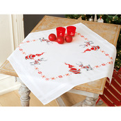 32"X32" - Christmas Elves Tablecloth Stamped Cross Stitch Kit