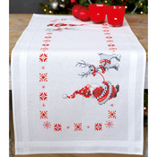 16"X40" - Christmas Elves Table Runner Stamped Cross Stitch Kit