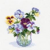 8"X8" 16 Count - Pansies Counted Cross Stitch Kit