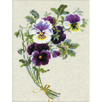9.5"X11.75" 14 Count - Bunch Of Pansies Counted Cross Stitch Kit