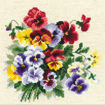 8"X8" 14 Count - Pansy Medley Counted Cross Stitch Kit