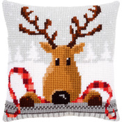 16"X16" - Reindeer With A Red Scarf I Cushion Cross Stitch Kit