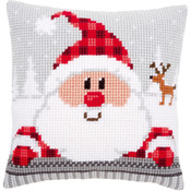 16"X16" - Santa In A Plaid Hat Cushion Cross Stitch Kit