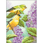 5"X7" 14 Count - Goldfinch And Lilacs Mini Counted Cross Stitch Kit