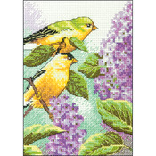 5"X7" 14 Count - Goldfinch And Lilacs Mini Counted Cross Stitch Kit