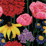 12"X12" Stitched In Acrylic Yarn - Midnight Floral Needlepoint Kit