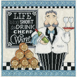10"X10" 14 Count - Cheap Wine Counted Cross Stitch Kit