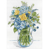 10"X14" 14 Count - Blue & Yellow Floral Counted Cross Stitch Kit