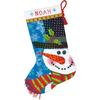 16" Long Stitched In Wool & Thread - Patterned Snowman Stocking Needlepoint Kit