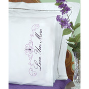 Love You Love You More - Stamped Pillowcases W/White Lace Edge 2/Pkg