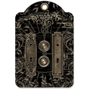 Antique Brass - Staples Metal Door Plates W/Knobs 2 Sets