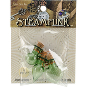 Fancy Green Bottles - Steampunk Glass Accents 3/Pkg