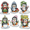 3.5" 14 Count Set Of 6 - Penguins On Ice Ornaments Counted Cross Stitch Kit
