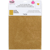 Gold - Tulip Iron On Glitter Transfer Sheet 8.5"X11" 1/Pkg