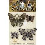 Butterflies - Steampunk Metal Accents 4/Pkg