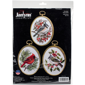 3"X4" Stitched In Floss - Winter Birds Embroidery Kit Set Of 3