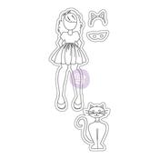 Catgirl Cling Stamp - Mixed Media Doll - Julie Nutting - Prima