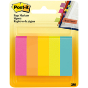 Post-It Page Markers .5"X1.75" 5/Pkg, Assorted