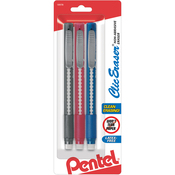 Black, Red & Blue Barrels - Clic Retractable Erasers 3/Pkg