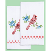 Cardinal - Stamped White Decorative Hand Towel Pair 17"X28"
