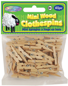 Natural 1" 45/Pkg - Mini Wood Clothespins