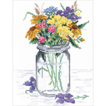 8"X10" 14 Count - Wildflower Jar Counted Cross Stitch Kit