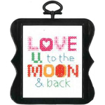 3"X3" 14 Count - Beginner Minis Love U To The Moon Counted Cross Stitch Kit