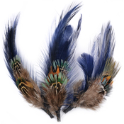 Dark Blue & Brown - Feather Picks 4" To 7" 2/Pkg