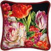 14"X14" Stitched In Thread - Bouquet On Black Needlepoint Kit