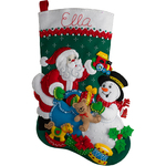 18" Long - Santa & Snowman Stocking Felt Applique Kit