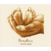 7.6"X6.4" 18 Count - Little Feet Birth Record On Aida Counted Cross Stitch Kit