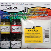 Yellow, Turquoise, Red And Black - Jacquard Acid Dye 4 Color Set W/Citric Acid