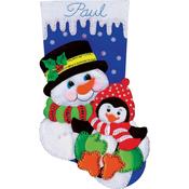 18" Long  - Snowman And Penguin Stocking Felt Applique Kit