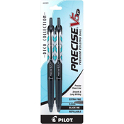 Retractable, Deco Black - Pilot Precise V5 Premium Roller Pen X-Fine 2/Pkg