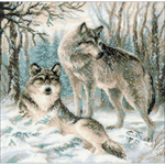 15.75"X15.75" 10 Count - Pair Of Wolves Counted Cross Stitch Kit