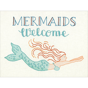 12"X9" Stitched In Thread - Cathy Heck Mermaids Welcome Embroidery Kit