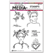 Homage To Frida - Dina Wakley Media Cling Stamps 6"X9"
