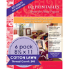 100% Cotton - Premium Printable Cotton Lawn Fabric 8.5"X11" 6/Pkg