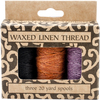 Lavender, Orange-Gold, Black; 20yd Each - Waxed Linen 5 Ply Thread 3/Pkg