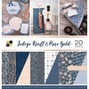 Indigo Kraft & Rose Gold, 12 W/Foil - DCWV Paper Stack Double-Sided 12"X12" 20/Pkg