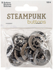 Antique Silver Compass 9/Pkg - Steampunk Buttons