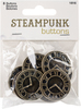Antique Gold Clock 8/Pkg - Steampunk Buttons