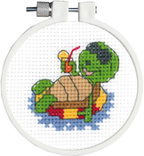 3" Round 11 Count - Kid Stitch Floating Turtle Counted Cross Stitch Kit