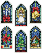 2"X4" 14 Count Set Of 6 - Stained Glass Ornaments Counted Cross Stitch Kit