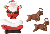 Santa/Sleigh/Reindeer - Royal Icing Decorations 4/Pkg