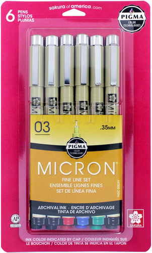  SAKURA Black Pigma Micron PN Pens .45mm 3/Pkg, 3