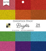 Brights Glitter Solid - DCWV Single-Sided Cardstock Stack 6"X6" 24/Pkg